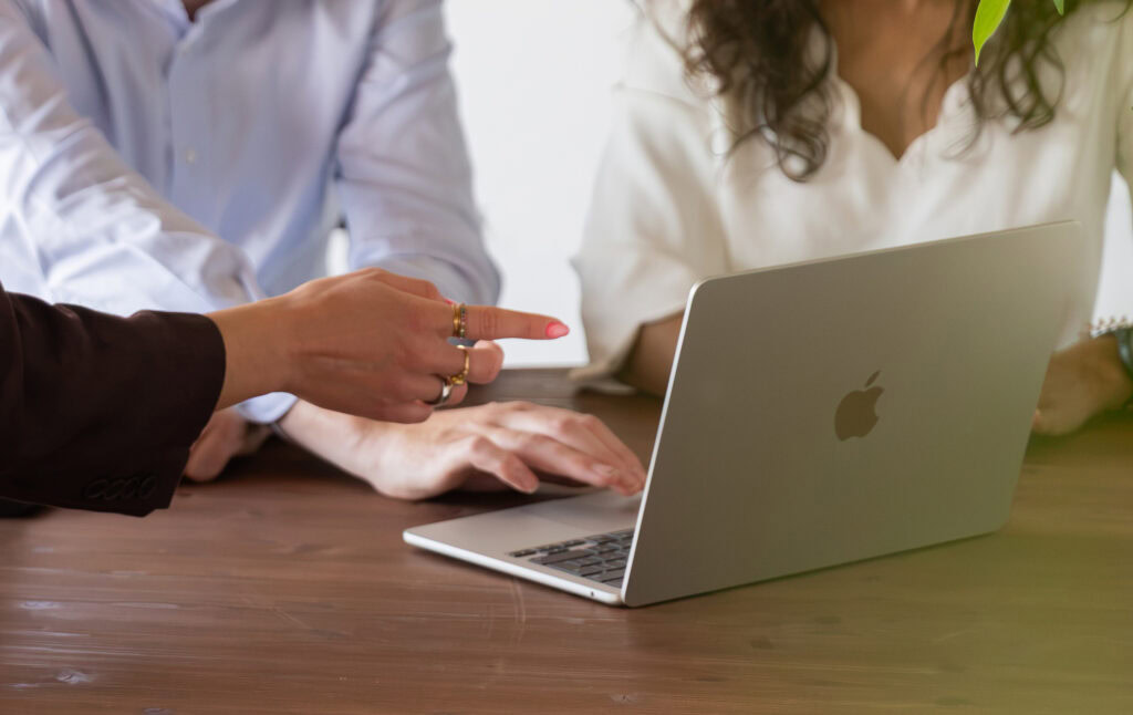 Laptop with hands